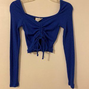 Blue Ruched Crop Top